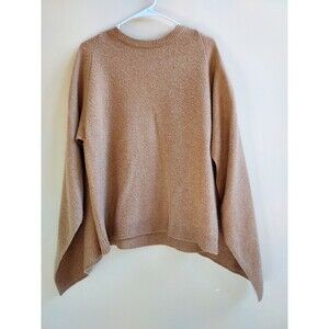 Ladies Sandro Paris Tan 100% Wool Crew Neck LS Cape Sweater Size Large 40" Chest